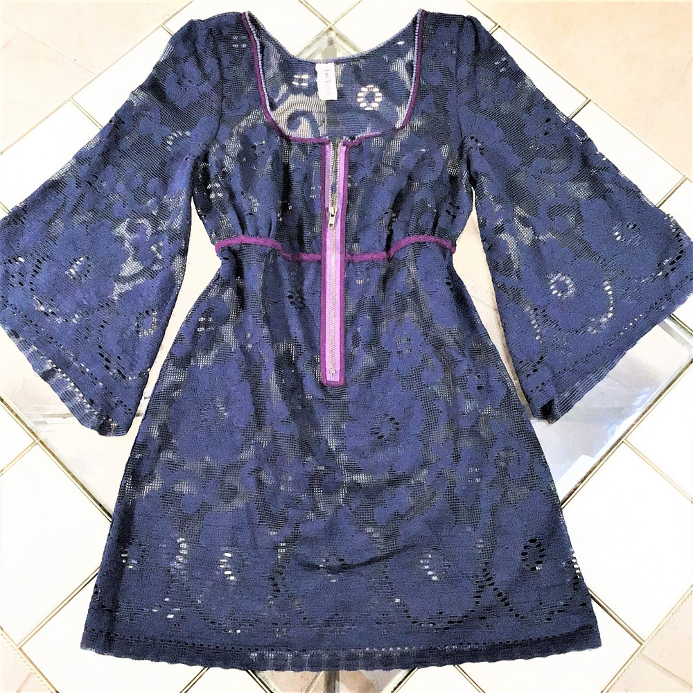 Free People Navy Blue Boho Cover- Up, Size L